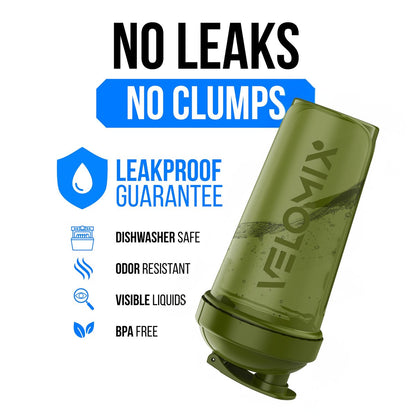 VELOMIX -3er Pack- 400 ml Protein Shaker Flasche für Proteinmixe - 1x Schneebesen | Auslaufsicherer Shaker Becher für Proteinshakes | Stapelbare Protein Shaker Flasche im Pack | Spülmaschinenfest