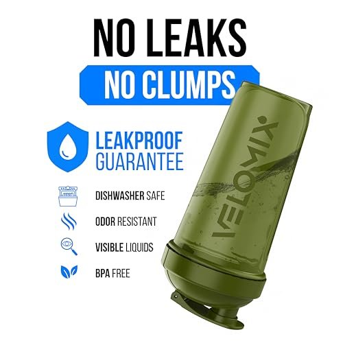 VELOMIX -3er Pack- 400 ml Protein Shaker Flasche für Proteinmixe - 1x Schneebesen | Auslaufsicherer Shaker Becher für Proteinshakes | Stapelbare Protein Shaker Flasche im Pack | Spülmaschinenfest