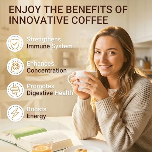 Bio Pilzkaffee Instant mit 6 Pilzen – Löwenmähne, Cordyceps, Truthahnschwanz & mehr für Energie, Fokus, Verdauung, Immunität, 35 Portionen