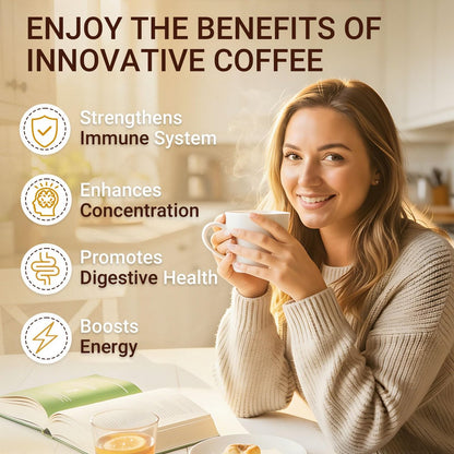 Bio Pilzkaffee Instant mit 6 Pilzen – Löwenmähne, Cordyceps, Truthahnschwanz & mehr für Energie, Fokus, Verdauung, Immunität, 35 Portionen