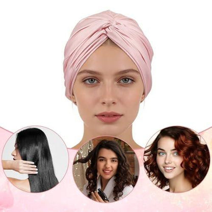 Hadnves 2er-Pack Schlafmützen Doppellagige Seidenhaube Verstellbarer Satin-Haarbonnet mit Haargummi Glatte Nachtmütze Turban für Damen Herren Lockiges Naturlanges Haar Geflochten Glatt Pink
