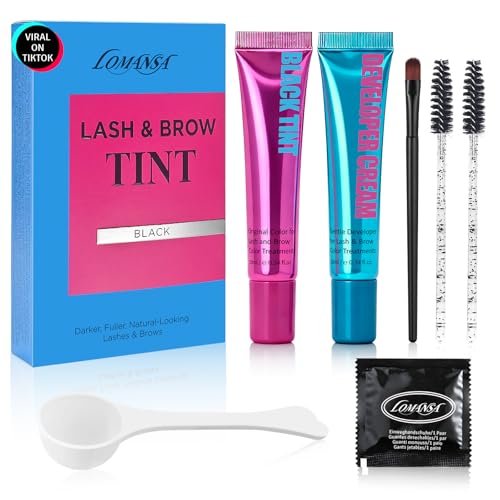 Lomansa 10ml Wimpernfarbe-Set Schwarz – Voluminöse Färbung für Wimpernhaare, Einfach Anzuwenden, Natürliche Ergebnisse, Hält bis zu 4 Wochen