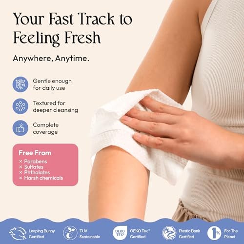 FOMIN Säurehaltige Reise-Deodorant-Tücher für Damen & Herren – Variety Pack – 72 Stück – pH-ausgeglichene, biologisch abbaubare Mini-Deo-Tücher – Plastikfreie Unterarm- und Körperpflegetücher
