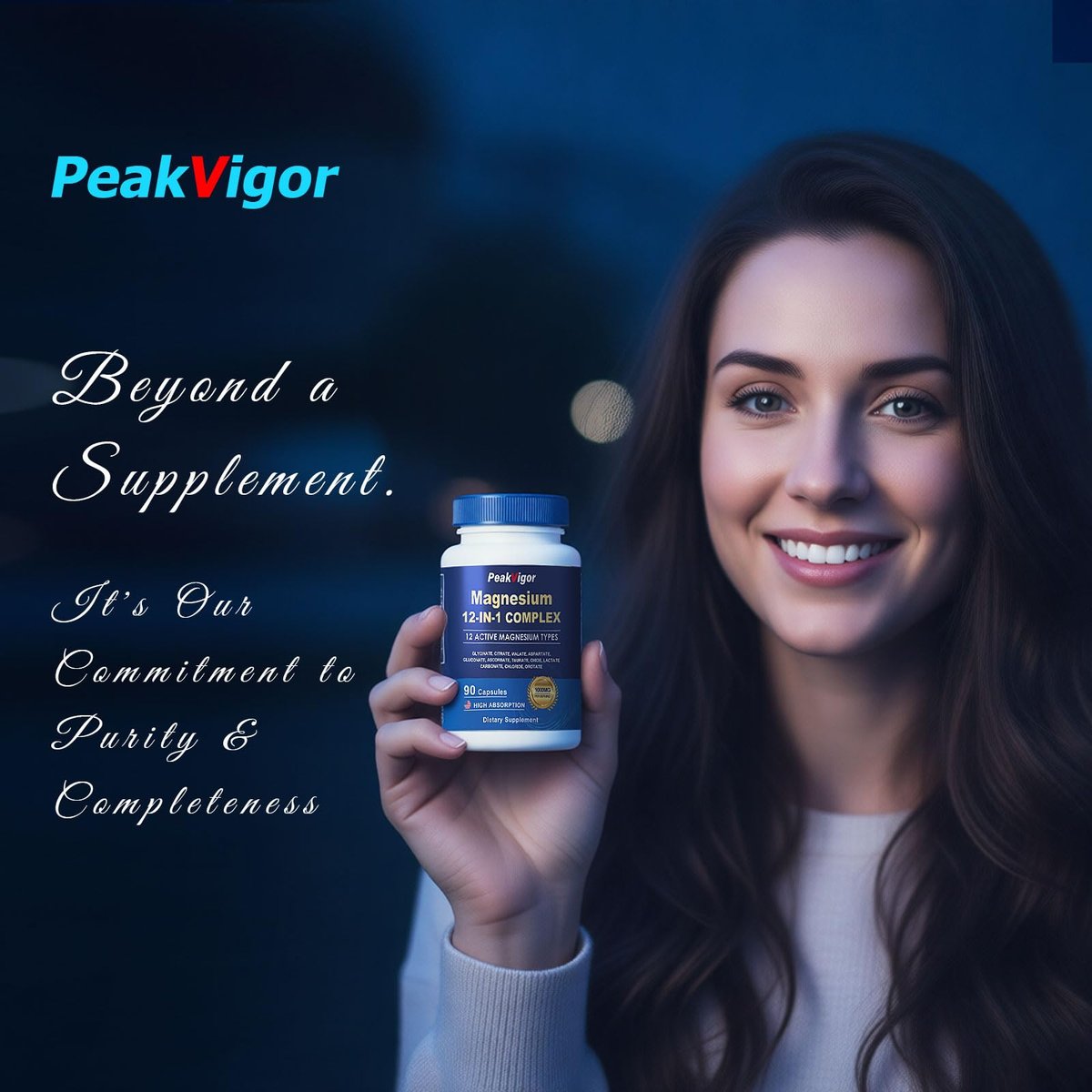 12-in-1 Magnesium Komplex – 1000 mg mit Glycinat, Citrat, Malat, L-Threonat, Taurat – 90 Kapseln für 90 Tage – Vegan &amp; leicht zu schlucken