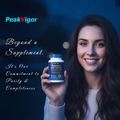 12-in-1 Magnesium Komplex – 1000 mg mit Glycinat, Citrat, Malat, L-Threonat, Taurat – 90 Kapseln für 90 Tage – Vegan &amp; leicht zu schlucken