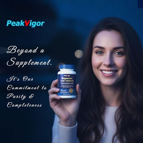 12-in-1 Magnesium Komplex – 1000 mg mit Glycinat, Citrat, Malat, L-Threonat, Taurat – 90 Kapseln für 90 Tage – Vegan &amp; leicht zu schlucken