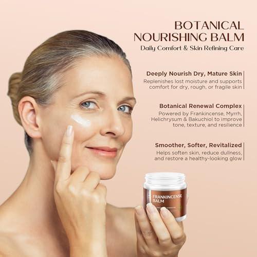 Vigority Weihrauch Balsam: Restorative Feuchtigkeitscreme für trockene, reife & rissige Haut – Glättet alternde Haut mit Helichrysum & Bakuchiol – Hydratisiert, pflegt & revitalisiert für Gesicht & Körper – 100 ml