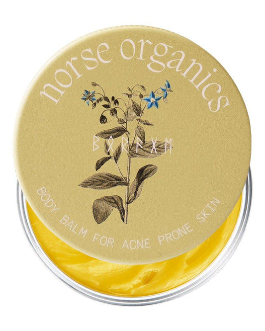 Norse Organics Körperbalsam für zu Akne neigende Haut | Arktische Kräuter & Bienenwachs für Rücken, Brust, Schultern | Distel, Hagebutte, Ringelblume, Sanddorn | Natürliche Formel für alle Hauttypen | 48 g