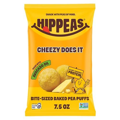 Hippeas Pops Erbsenprotein-Puffs, Cheezy Does It, 1 x 212 g Beutel, gebackene luftige Snacks, 3 g pflanzliches Protein, mit Avocadoöl, 50 % weniger Fett, laktose- & glutenfrei, Non-GMO, frei von den Top 9 Allergenen