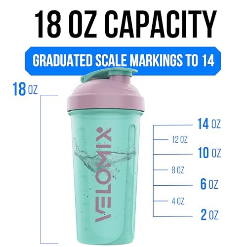 VELOMIX 3er-Pack Protein Shaker Flaschen 14 oz – Auslaufsicher, mit Drahtschneebesen, stapelbar, spülmaschinenfest (Gemischte Farben)