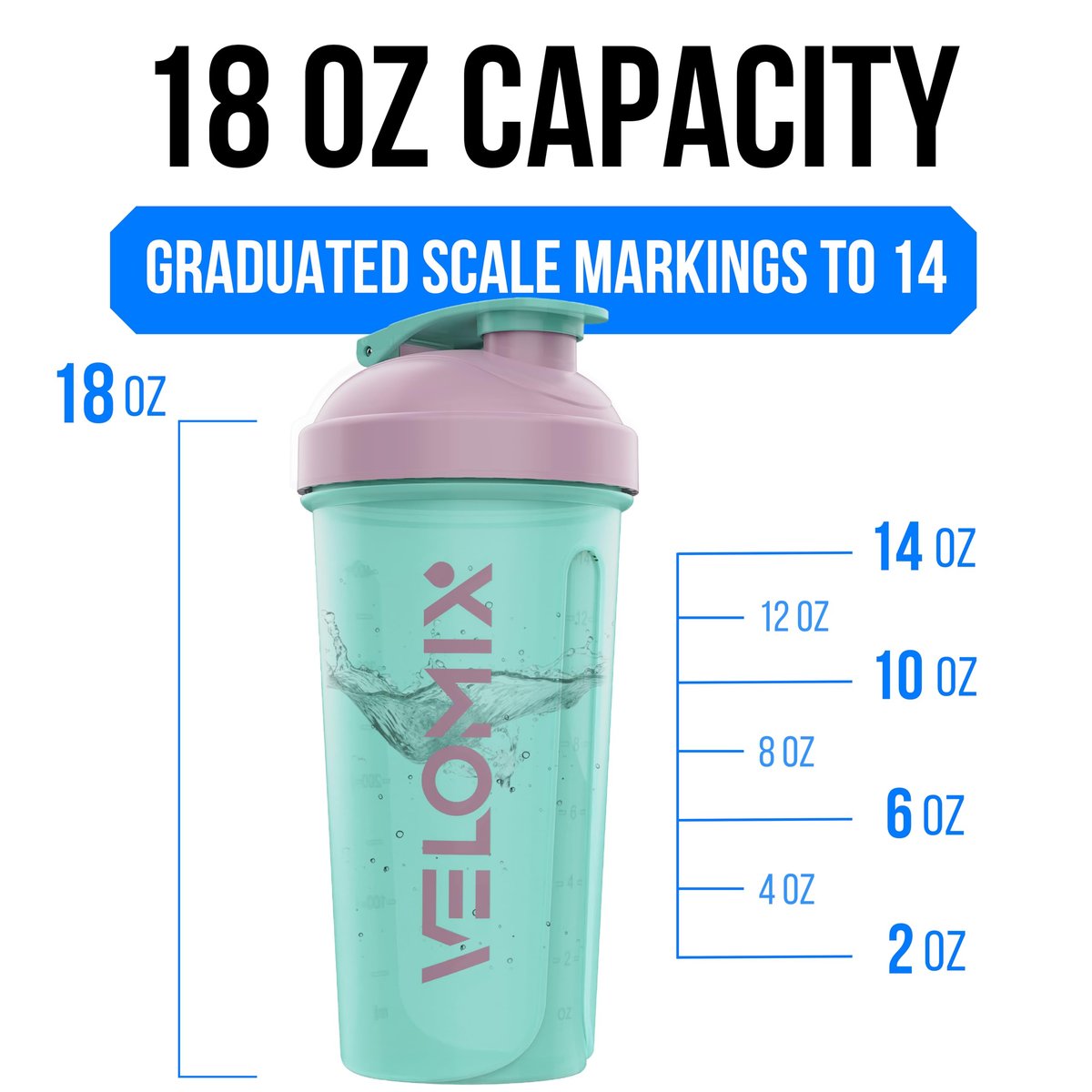 VELOMIX 3er-Pack Protein Shaker Flaschen 14 oz – Auslaufsicher, mit Drahtschneebesen, stapelbar, spülmaschinenfest (Gemischte Farben)