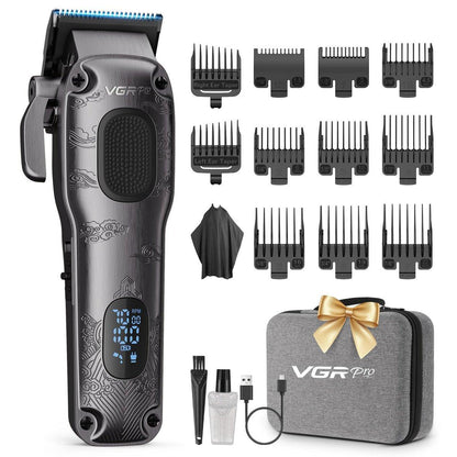 VGRPRO Haarschneider für Herren Professional, Kabellos & Kabelgebunden, Barber Haarschneidemaschine für Haarschnitt mit Aufbewahrungskoffer, Elektrisches Pflegeset für Zuhause & Barber, LED Akkustandanzeige (Grau)