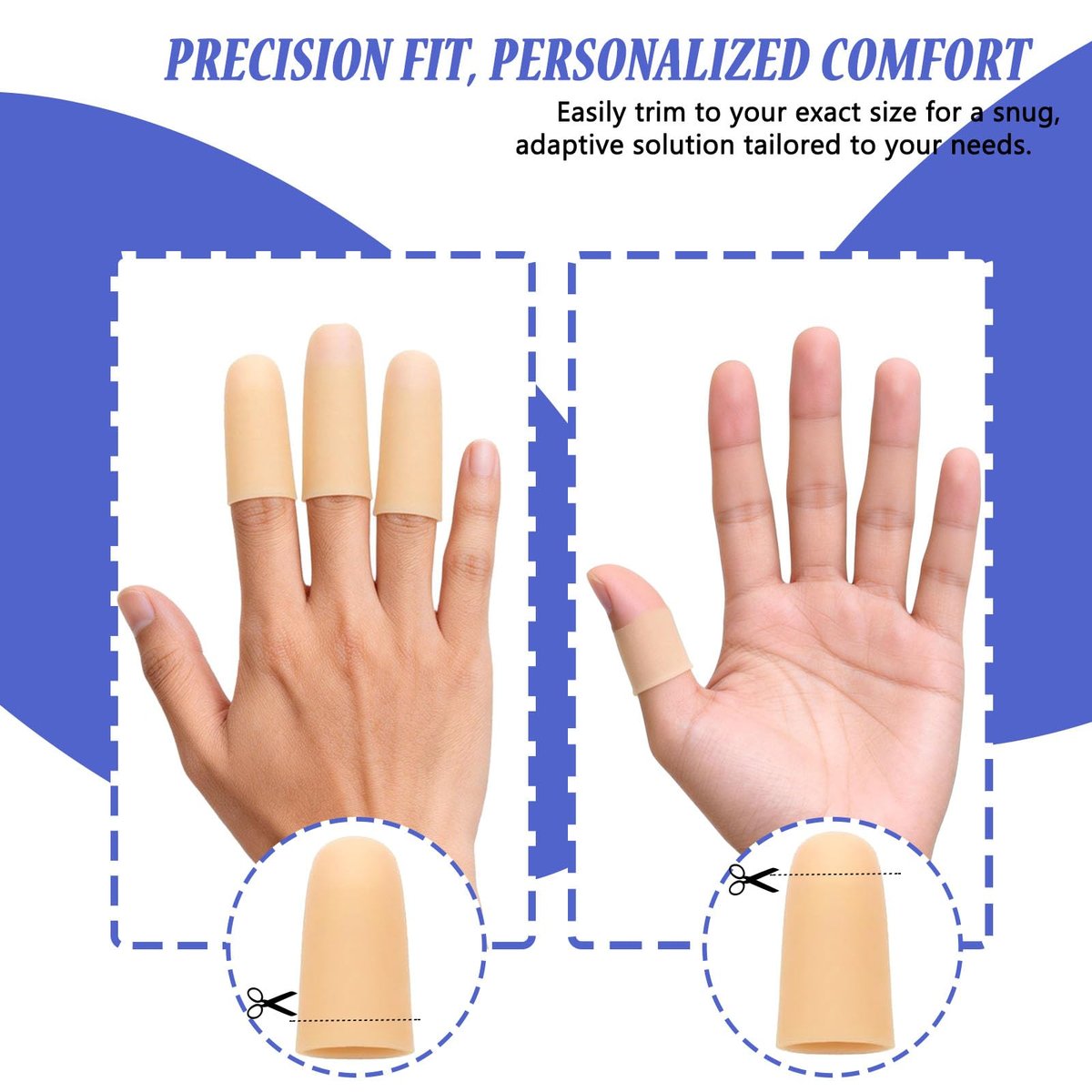 Gel-Fingerlinge Silikon – Schutzkappen für Finger und Daumen bei Arthritis, Rissen, Blasen, Hornhaut und Nagelhaut – Schmerzlinderung & Schutz (Nude)