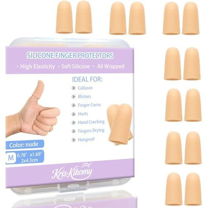 Gel-Fingerlinge Silikon – Schutzkappen für Finger und Daumen bei Arthritis, Rissen, Blasen, Hornhaut und Nagelhaut – Schmerzlinderung & Schutz (Nude)