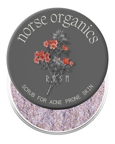Norse Organics Gesichts-Peeling für zu Akne neigende Haut | Natürlicher Peeling mit Rosenblüten, Aprikosenkernen & Reismehl | Sanfte Tiefenreinigung für alle Hauttypen | Männer & Frauen | 3x wöchentliche Anwendung | 28 g