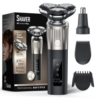 EvznFeo 8011 Series Elektrorasierer für Herren, 4D Floating Rotary Kopf, IPX7 wasserdicht, USB-C Schnellladung, 90 Minuten Laufzeit, hypoallergene Klingen, tragbarer Reise-Grooming-Kit