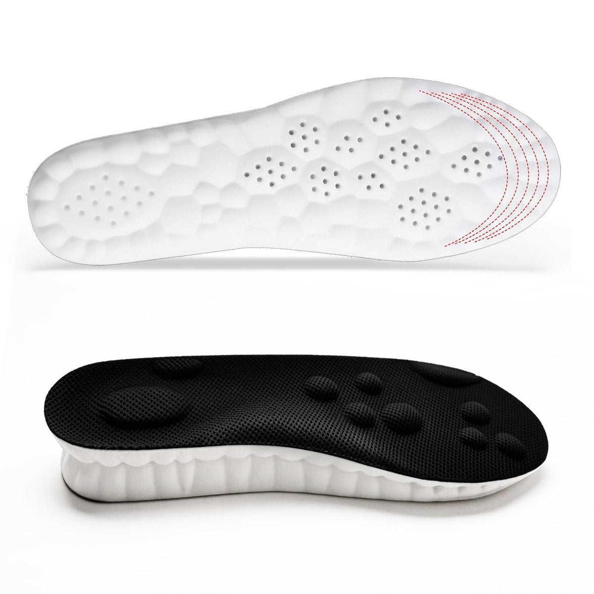 Fuetpl Stepper Einlegesohlen für Damen & Herren – Cloud-Insoles mit 4D Memory Foam, Fußgewölbestütze, Anti-Ermüdung & Komfort, stoßdämpfend, atmungsaktiv für Laufen & Gehen (Schwarz, Herren 10-10.5/Damen 11-11.5)