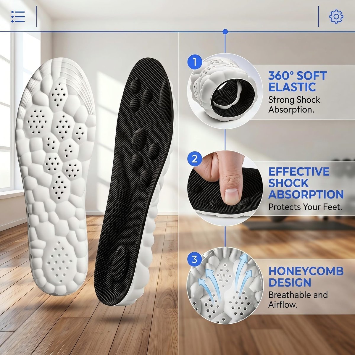 Fuetpl Stepper Einlegesohlen für Damen & Herren – Cloud-Insoles mit 4D Memory Foam, Fußgewölbestütze, Anti-Ermüdung & Komfort, stoßdämpfend, atmungsaktiv für Laufen & Gehen (Schwarz, Herren 10-10.5/Damen 11-11.5)