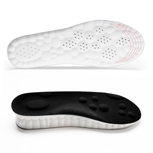 Fuetpl Stepper Einlegesohlen für Damen & Herren – Cloud-Insoles mit 4D Memory Foam, Fußgewölbestütze, Anti-Ermüdung & Komfort, stoßdämpfend, atmungsaktiv für Laufen & Gehen (Schwarz, Herren 10-10.5/Damen 11-11.5)
