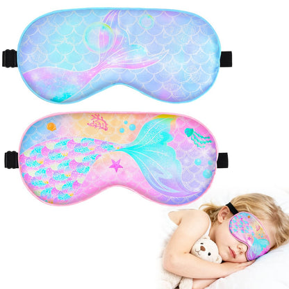 OlyPegic 2 Stücke Kinder Schlafmaske Mädchen Seidenaugenmaske Schlafen mit verstellbarem Riemen Weiche Leichte Augenabdeckung Schlafmaske Lichtblockierung für Reisen und Zuhause Mädchen Teenager Regenbogen Einhorn