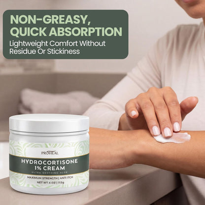 ProHeal 1% Hydrocortison Creme Maximum Stärke mit Aloe Vera - 113g Anti-Juckreiz Creme bei Insektenstichen, Ekzemen, Giftefeu, Gifteiche, Giftsumach und mehr