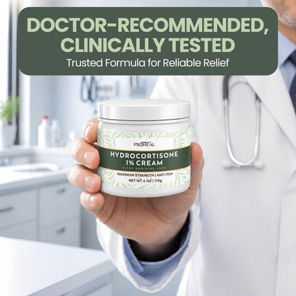 ProHeal 1% Hydrocortison Creme Maximum Stärke mit Aloe Vera - 113g Anti-Juckreiz Creme bei Insektenstichen, Ekzemen, Giftefeu, Gifteiche, Giftsumach und mehr