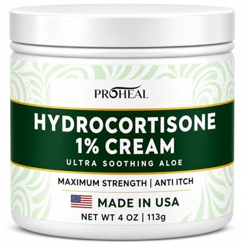 ProHeal 1% Hydrocortison Creme Maximum Stärke mit Aloe Vera - 113g Anti-Juckreiz Creme bei Insektenstichen, Ekzemen, Giftefeu, Gifteiche, Giftsumach und mehr
