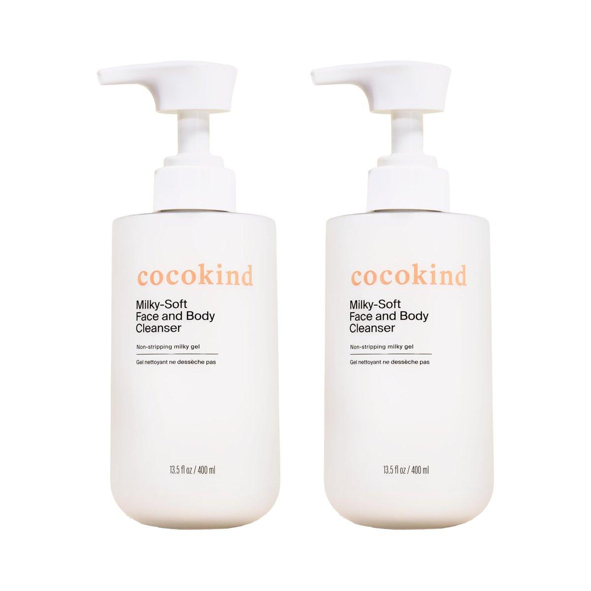 Cocokind Milky-Soft Gesichts- und Körperreiniger, Feuchtigkeitsspendendes Gesichts- & Duschgel für empfindliche Haut, Sanfter Reiniger mit Ceramiden, Duftfrei & klinisch getestet, 13,5 oz (2er-Pack)