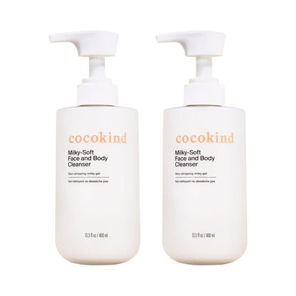 Cocokind Milky-Soft Gesichts- und Körperreiniger, Feuchtigkeitsspendendes Gesichts- & Duschgel für empfindliche Haut, Sanfter Reiniger mit Ceramiden, Duftfrei & klinisch getestet, 13,5 oz (2er-Pack)