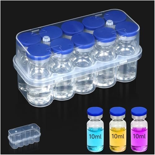 Leng Ke 10-Fach Peptid-Aufbewahrungsbox für Kühlschrank, 10 ml Durchstechflasche Aufbewahrungsbox, Transparente Box für 10 ml Glasfläschchen, Sicherer 10 ml Durchstechflaschenhalter für Diabetespflege