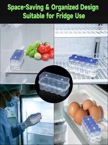 Leng Ke 10-Fach Peptid-Aufbewahrungsbox für Kühlschrank, 10 ml Durchstechflasche Aufbewahrungsbox, Transparente Box für 10 ml Glasfläschchen, Sicherer 10 ml Durchstechflaschenhalter für Diabetespflege