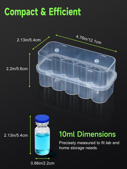 Leng Ke 10-Fach Peptid-Aufbewahrungsbox für Kühlschrank, 10 ml Durchstechflasche Aufbewahrungsbox, Transparente Box für 10 ml Glasfläschchen, Sicherer 10 ml Durchstechflaschenhalter für Diabetespflege