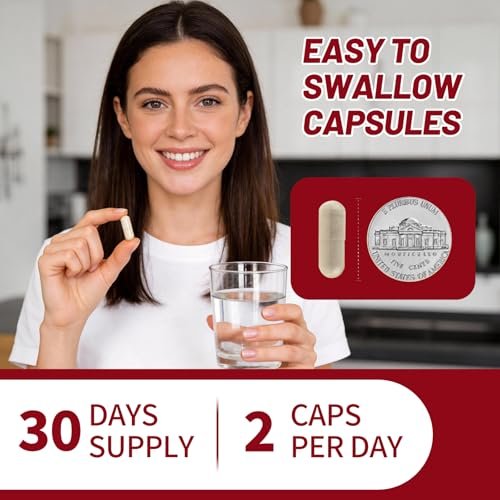 Eisenpräparat - 65 mg hochabsorbierbares Eisenbisglycinat mit Vitamin C, Calcium, magenfreundliche Eisenkapseln für Frauen und Männer - Non GMO & glutenfrei, 60 Kapseln