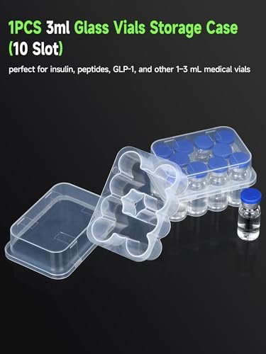 Leng Ke 10-Fach Peptid-Aufbewahrungsbox für Kühlschrank, Durchsichtiges 3ml Vial-Aufbewahrungsbox, Insulin-Fläschchen-Halter für Diabetiker
