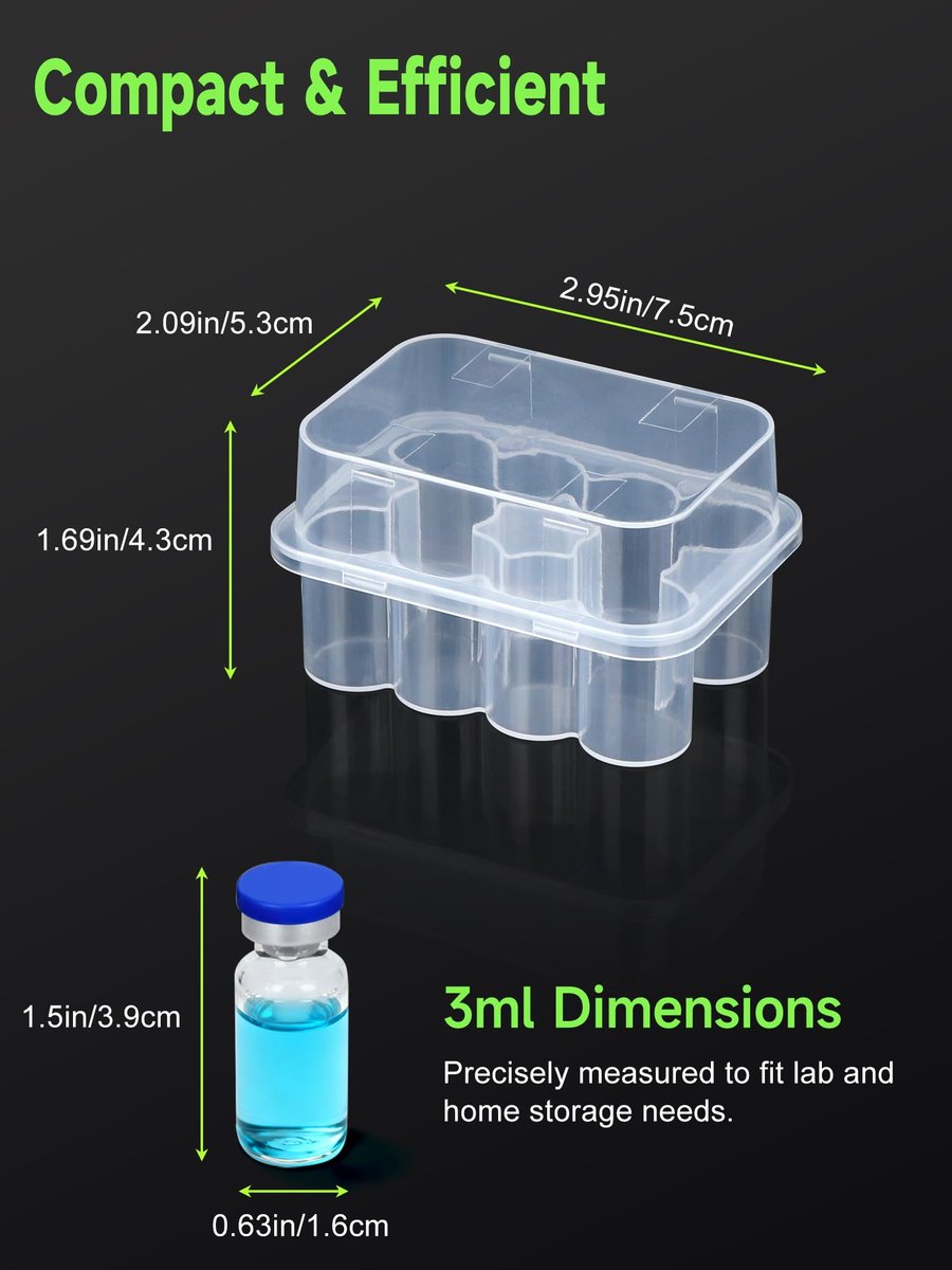 Leng Ke 10-Fach Peptid-Aufbewahrungsbox für Kühlschrank, Durchsichtiges 3ml Vial-Aufbewahrungsbox, Insulin-Fläschchen-Halter für Diabetiker