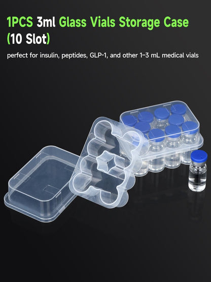 Leng Ke 10-Fach Peptid-Aufbewahrungsbox für Kühlschrank, Durchsichtiges 3ml Vial-Aufbewahrungsbox, Insulin-Fläschchen-Halter für Diabetiker
