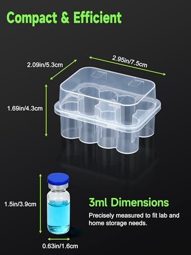 Leng Ke 10-Fach Peptid-Aufbewahrungsbox für Kühlschrank, Durchsichtiges 3ml Vial-Aufbewahrungsbox, Insulin-Fläschchen-Halter für Diabetiker