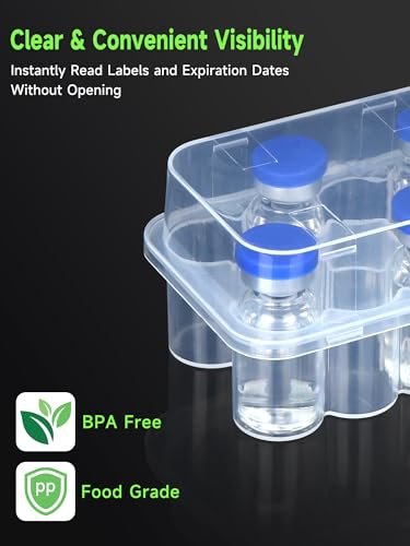 Leng Ke 10-Fach Peptid-Aufbewahrungsbox für Kühlschrank, Durchsichtiges 3ml Vial-Aufbewahrungsbox, Insulin-Fläschchen-Halter für Diabetiker