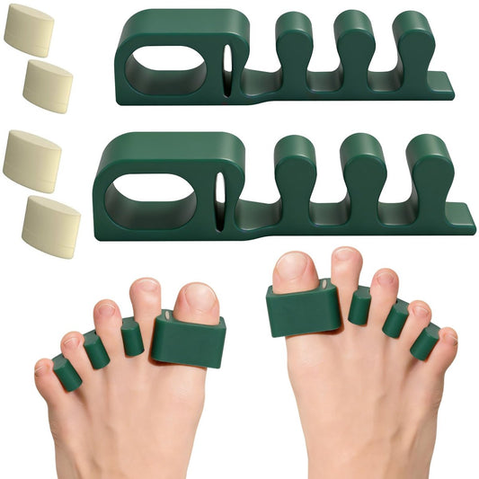 Verstellbare Zehenspreizer – 2 Paar weiche Gel-Spacer zur Zehenkorrektur für Damen und Herren, Zehenstrecker für Ballenkorrektor, Fußschmerzen, Plantarfasziitis, 50% dicker, S/M/L Größen