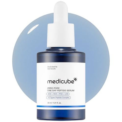 medicube Zero Pore One Day 10 Peptide Serum – Porenverfeinerndes & ölausgleichendes Serum mit AHA, BHA, PHA, LHA + Kupferpeptid GHK-Cu – Tägliche Pflege für straffe Haut – Koreanische Hautpflege, 30 ml