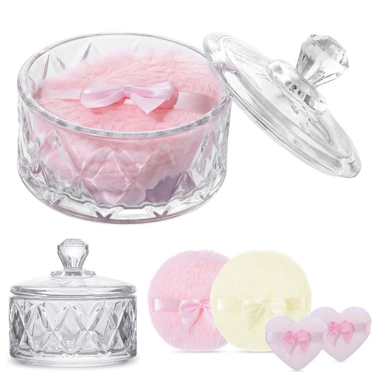 Pimoys 5er-Set Puderbehälter mit Puderquaste, Rosa Geschenke für Mütter, Körperpuderquaste und Behälter, Erstes Muttertagsgeschenk für neue Mütter und Ehefrauen