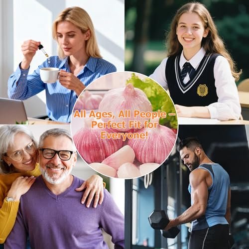 JUIWEFKK Knoblauch-Extrakt flüssig – 500 mg pro Portion, 15:1 Extrakt, geruchlos, liposomale Technologie für schnelle Aufnahme – Herz- & Immununterstützung für Männer & Frauen, Himbeergeschmack