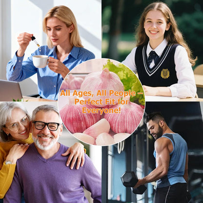 JUIWEFKK Knoblauch-Extrakt flüssig – 500 mg pro Portion, 15:1 Extrakt, geruchlos, liposomale Technologie für schnelle Aufnahme – Herz- & Immununterstützung für Männer & Frauen, Himbeergeschmack