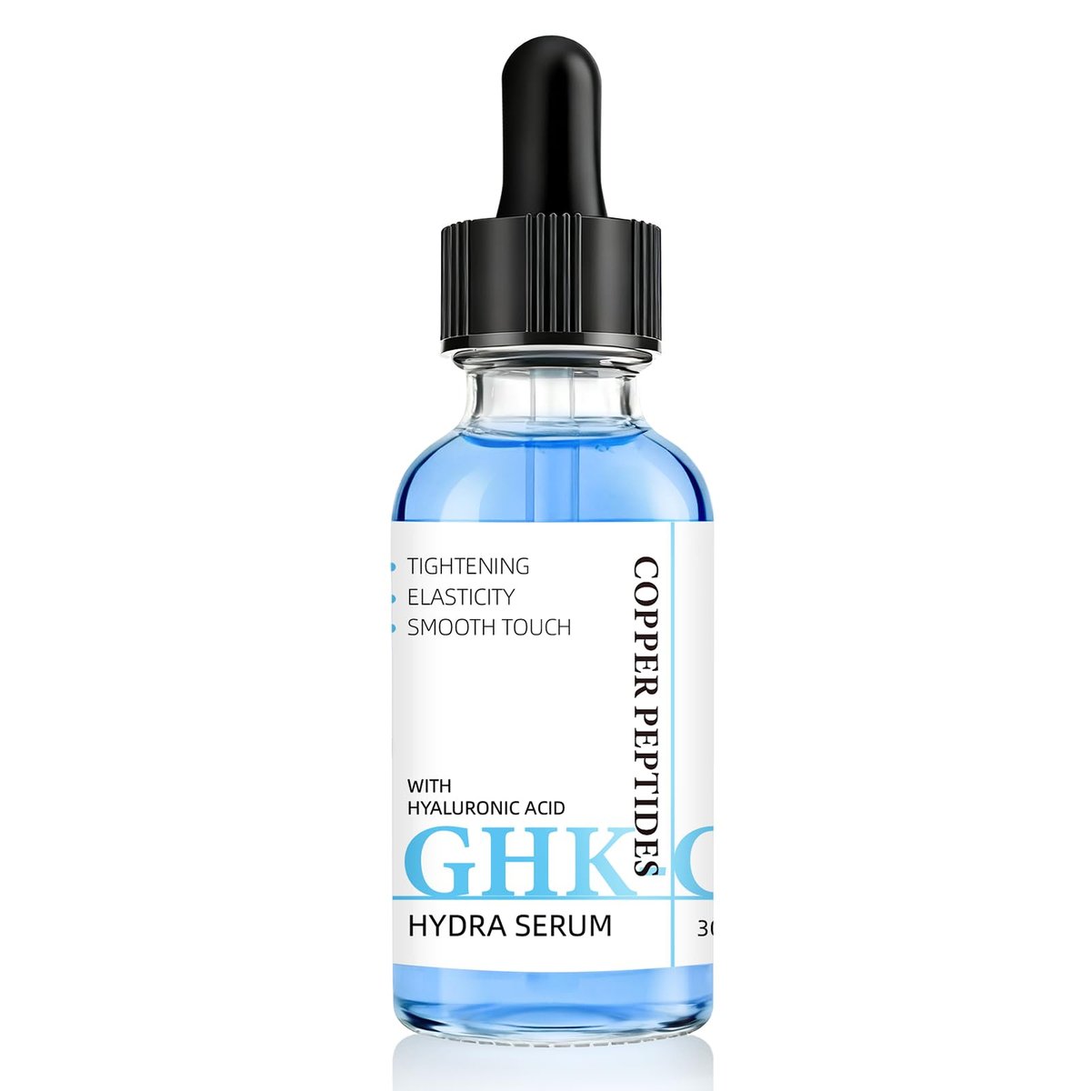 GHK-Cu Kupferpeptid Gesichtsserum – Feuchtigkeitsausgleichende Formel mit Hyaluronsäure – Leichte tägliche Feuchtigkeitsversorgung, 30 ml