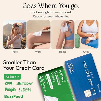 FOMIN Feminin Feuchttücher für Frauen - 9er Pack (72 Tücher) - pH-ausgeglichene Intimreinigungstücher mit Aloe Vera - Für empfindliche Haut - Einzelverpackt - Reiseutensilien & Geschenke für Frauen & Teenager