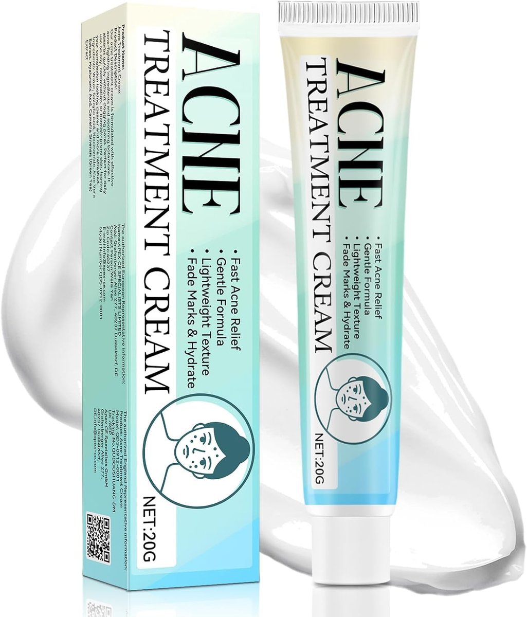 Akne-Behandlung für das Gesicht – Akne-Creme, Pickelcreme für alle Hauttypen, Hautpflegecreme für fettige & zu Unreinheiten neigende Haut, verbessert das Hautbild