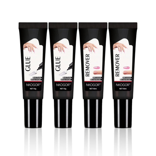 2 Sets Schnelltrocknender 10g Halbfester Nagelkleber mit 10ml Entferner für Press-On-Nägel, Keine UV-Lampe Nötig, Langanhaltender Acrylnagelkleber Gel
