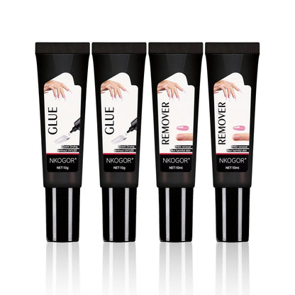 2 Sets Schnelltrocknender 10g Halbfester Nagelkleber mit 10ml Entferner für Press-On-Nägel, Keine UV-Lampe Nötig, Langanhaltender Acrylnagelkleber Gel