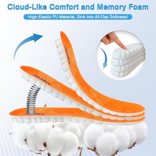 SMILESKY 2 Paar 4D Cloud Einlegesohlen - Stepper Einlegesohlen für Männer & Frauen, Superweicher Memory-Schaum, Stoßdämpfung, Anti-Ermüdung, Lindert Fußschmerzen, für Wandern und Stehen den ganzen Tag