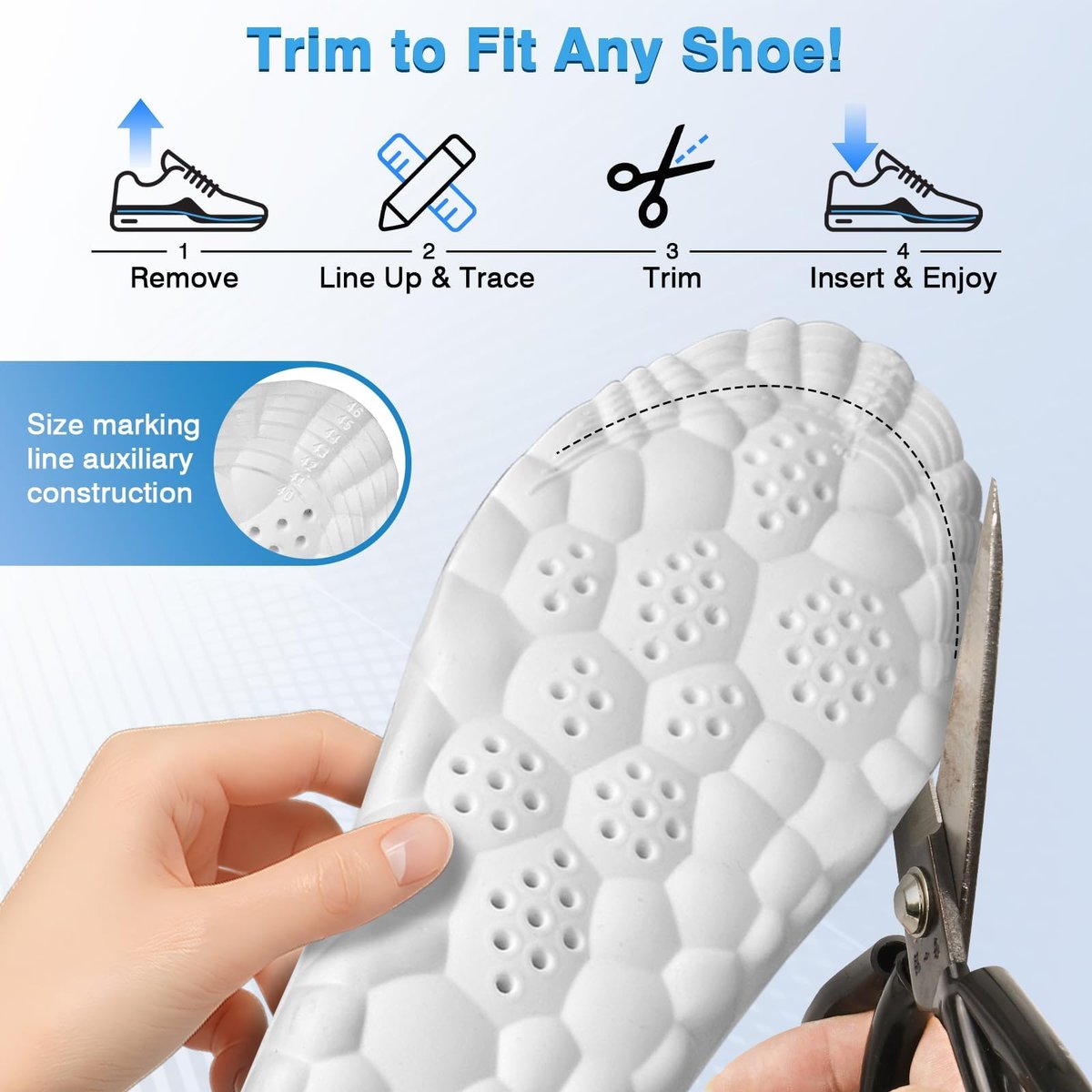 SMILESKY 2 Paar 4D Cloud Einlegesohlen - Stepper Einlegesohlen für Männer & Frauen, Superweicher Memory-Schaum, Stoßdämpfung, Anti-Ermüdung, Lindert Fußschmerzen, für Wandern und Stehen den ganzen Tag